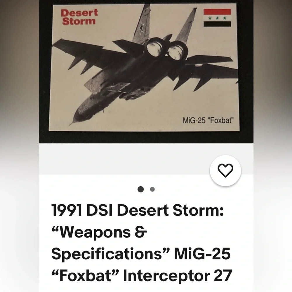 MiG-25 'Foxbat' Aviation (1991) Card